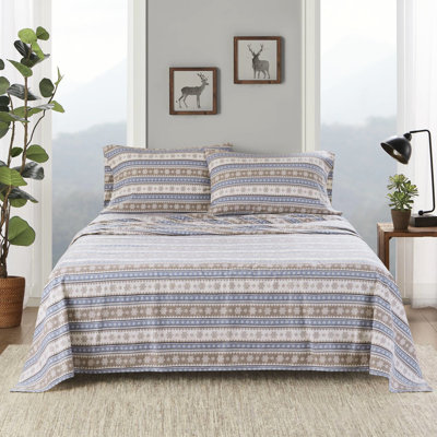 Ensemble de 3 draps en flanelle 100% coton avec flocon de neige bleu, simple / double pour matelas de 12 po, grand / très grand / très grand 14 po, entièrement élastique, lavable à la machine - flocon de neige en flanelle, brossé les deux