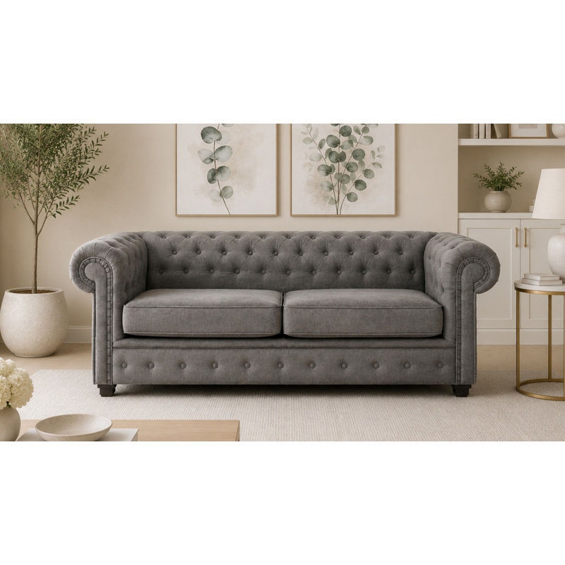 Dunfries Allegra 2 Seater Upholstered Chesterfield Sofa, Dark Grey
