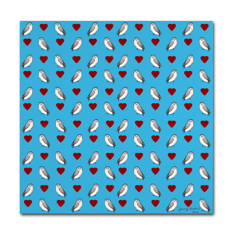 « hibou pattern », art sur toile, H 14 po x l 14 po