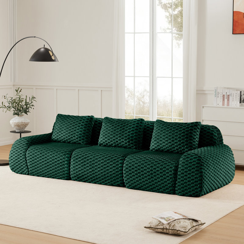 114" Modern Modular Sectional Sofa for Living Room,Flannelette Fabric,Oversized 3-Seater Couch,boneless sofa,Deep Seat,Buckle connection,Anti-slip Design,No Assembly