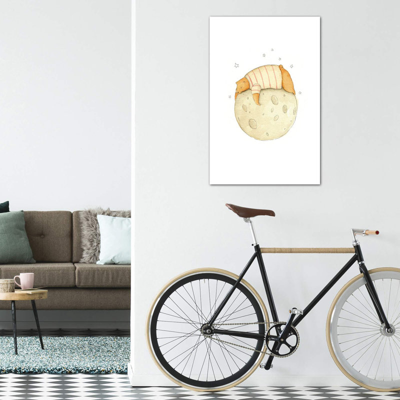 «Stuck On The Moon II» par Mike Koubou - impression d'art graphique, H 18 po x l 12 po x 1,5 po, Toile tendue