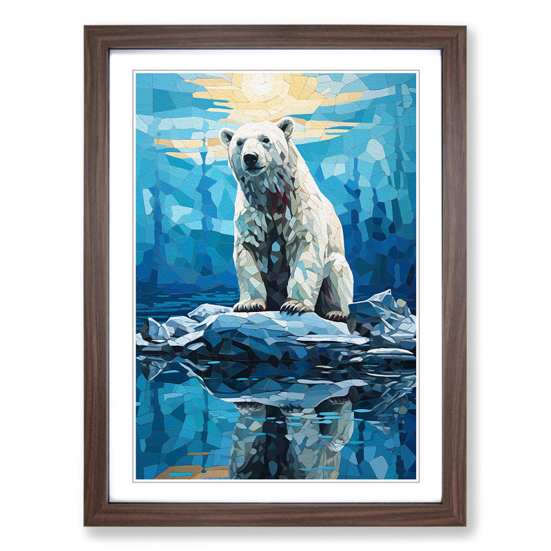 XYZ-FRM-V1223-5208 Polar Bear Orphism No.2 - Single Picture Frame Print on Wood, 34cm H x 25cm W x 2cm D, Walnut