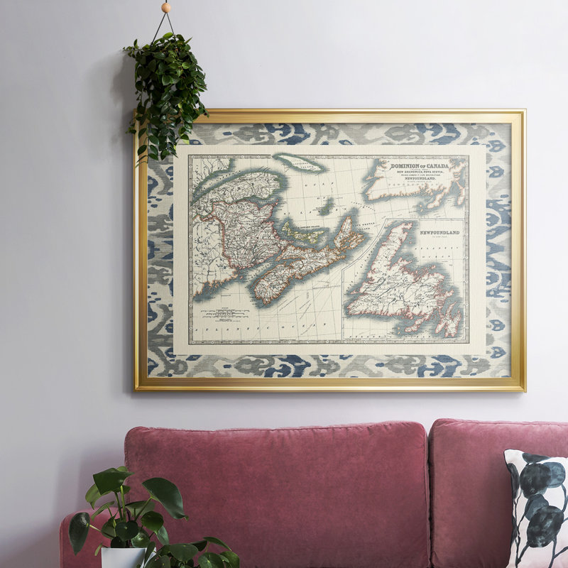 Carte du Canada encadrée, reproduction sur toile, Or, H 14 po x l 20 po