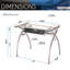 Bureau d'ordinateur avec plateau en verre Contempo