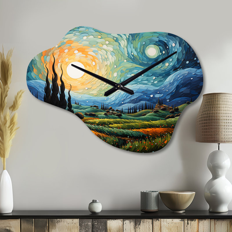 Horloge murale asymétrique Vangogh The Swaying Cypress II, Petit