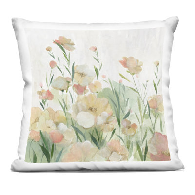 Blush Florals Meadow Decorative Printed Throw Pillow, design by Hannah Dawson