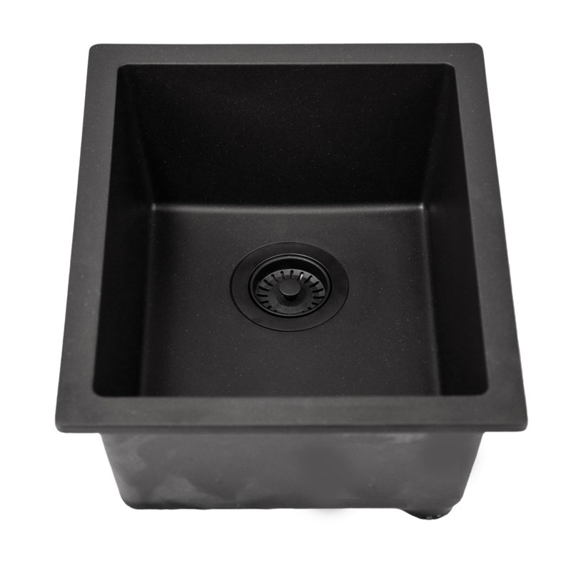 15'' L Single Basin Kitchen Sink, Matte Black
