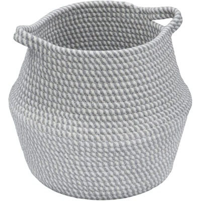 MantraRaj Fabric Storage Basket Round Belly Cotton Rope Storage Container Multipurpose Organiser