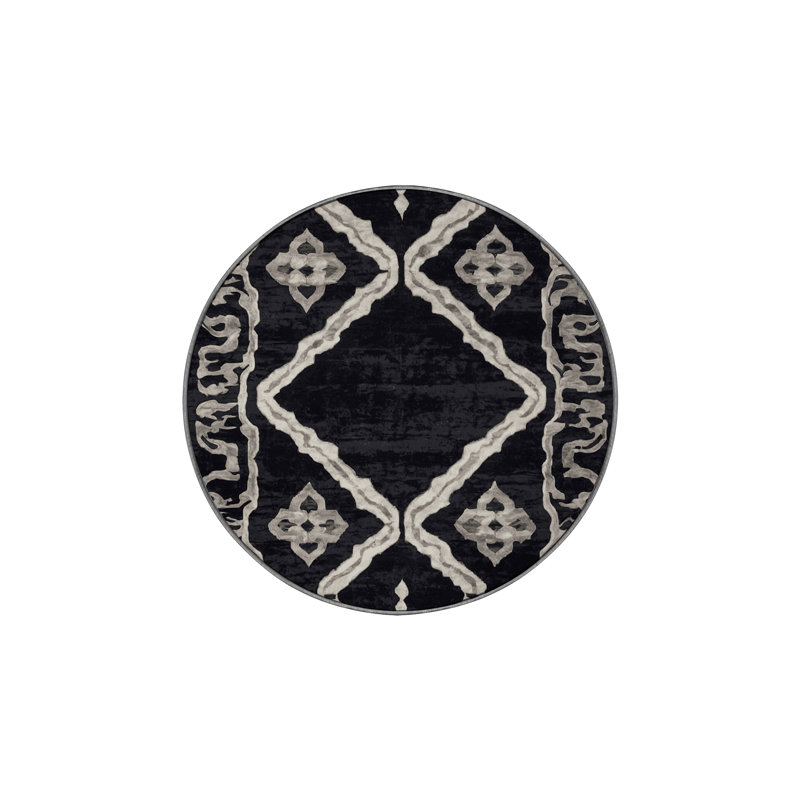 Machine Washable Gray Area Rug, Round 8'