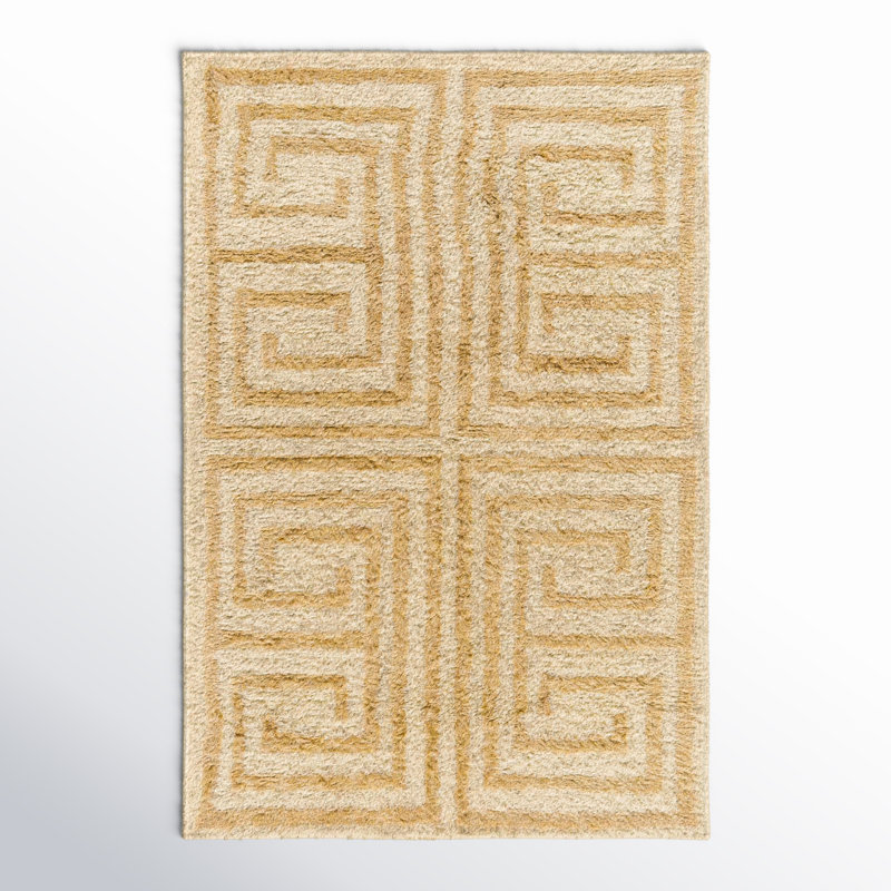 Anemone Geometric Wool Shag Rug, Rectangle 5' x 7'6"