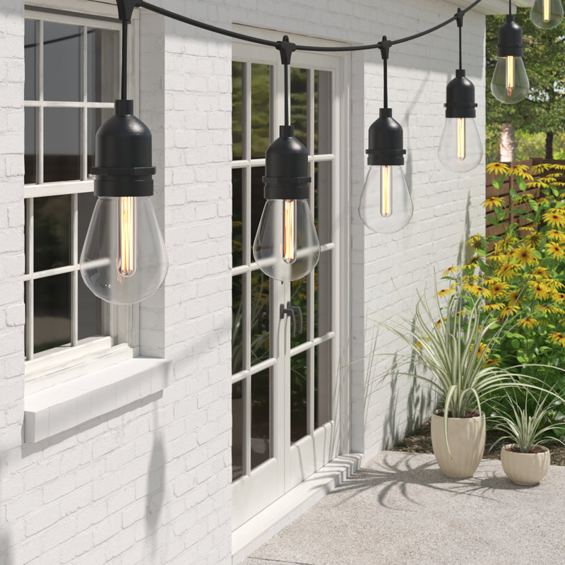Burroughs  48' Outdoor 15 - Bulb Standard String Light, Black