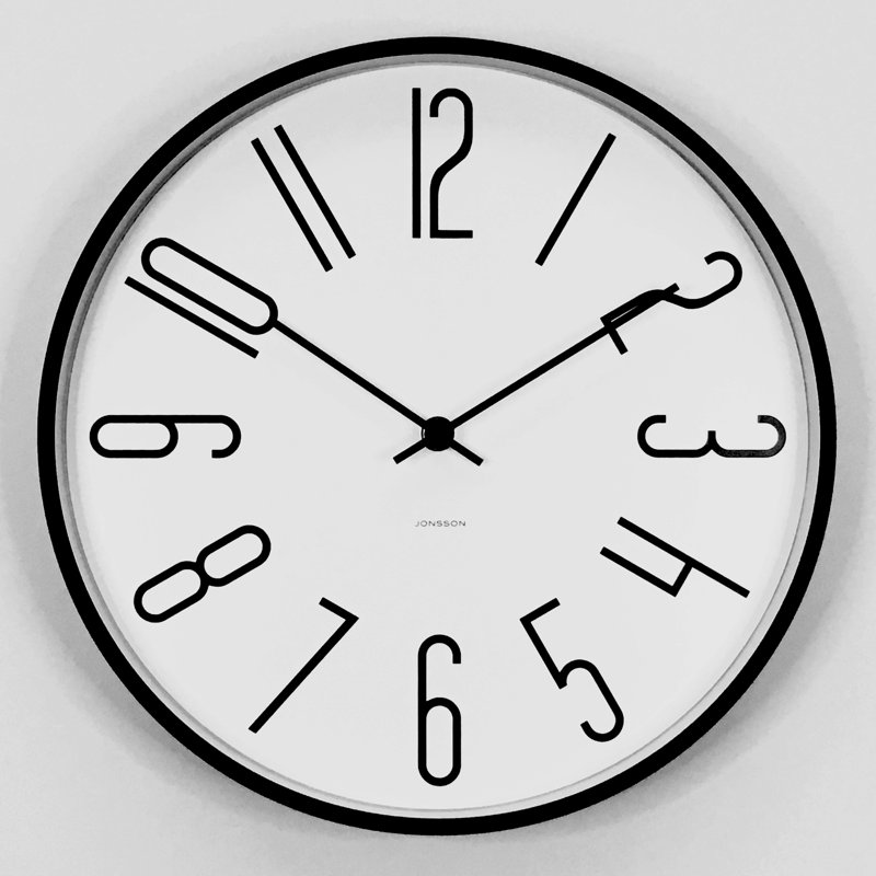 Avdi Metal Wall Clock, White/Satin Black Steel