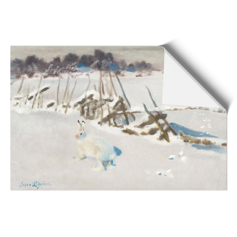 White Hare by Bruno Liljefors - Frameless Print, 42cm H x 59cm W x 0.1cm D