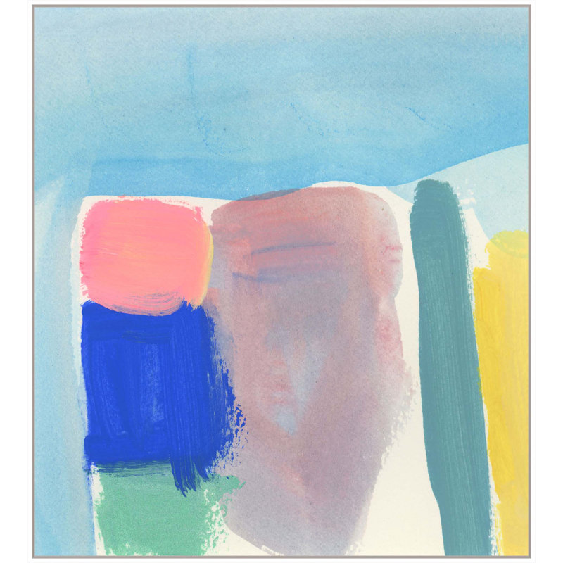 «Happy Place I» par Katie Ré Scheidt, H 34,25 po x l 31,25 po, Cadre flottant blanc