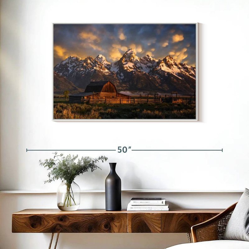 Mormon Row Barn, Cadre flottant blanc, 37 po x 25 po