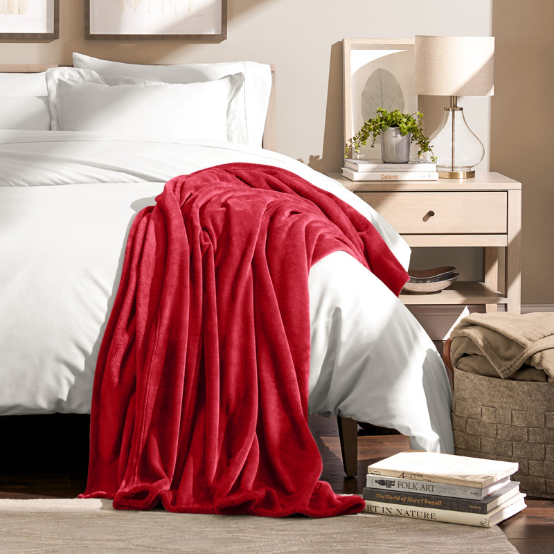 Couverture polaire Bare Home, Rouge, Très grand