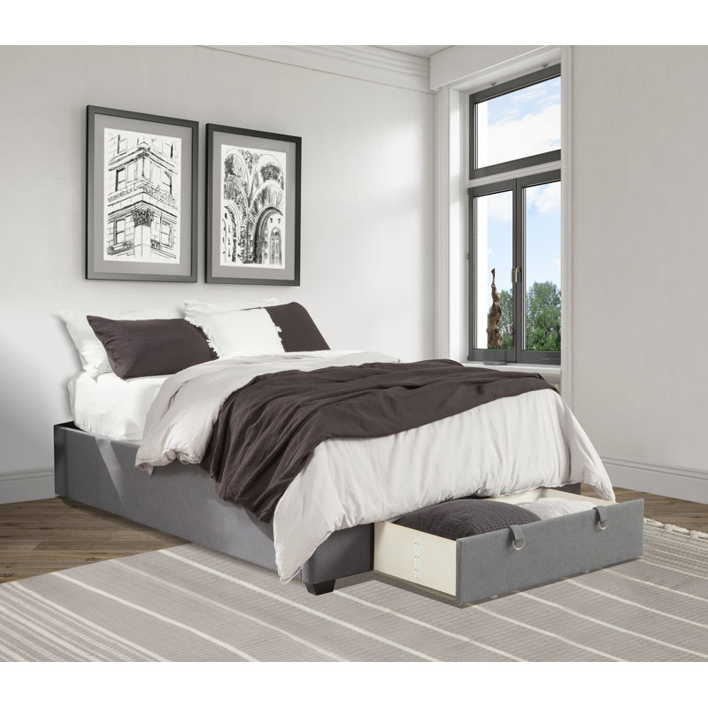 Lit plateforme tapissier avec rangement Amarrion, Grand