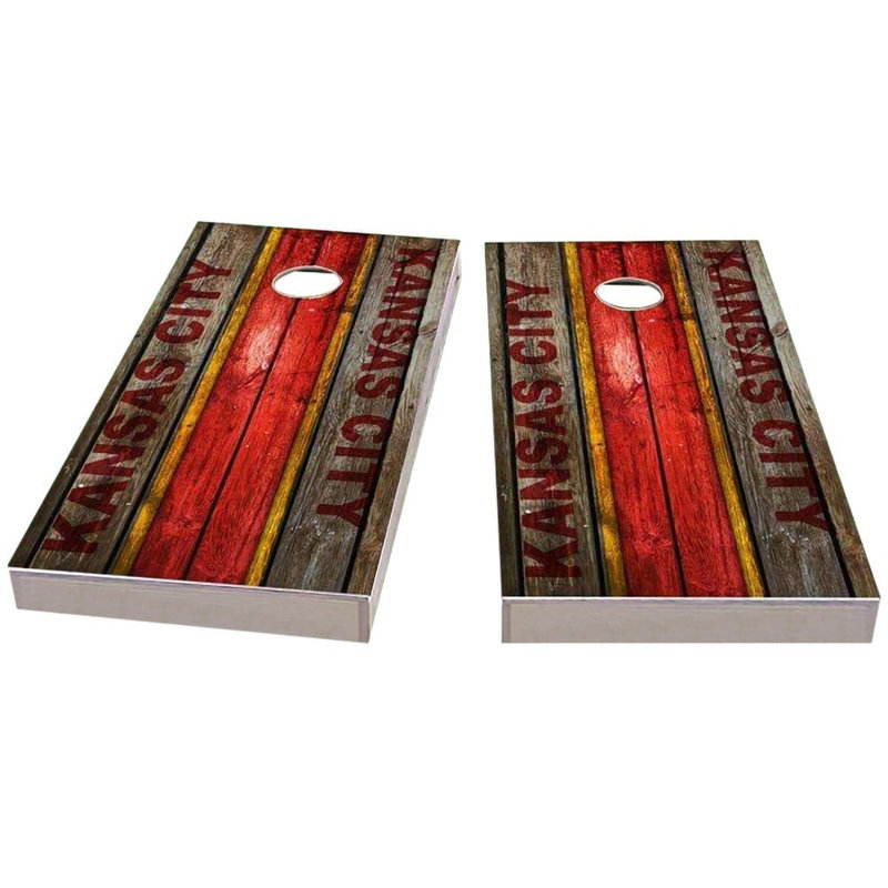 Ensemble de jeu de cornhole Kansas City Football 2x4 | Comprend (2) planches (8) sacs et accessoires optionnels