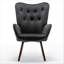 Fauteuil à oreilles de style Mid-Century moderne, fauteuil capitonné en tissu de polyester avec pieds évasés en bois massif pour le bureau de la chambre à coucher et du salon-1050347564