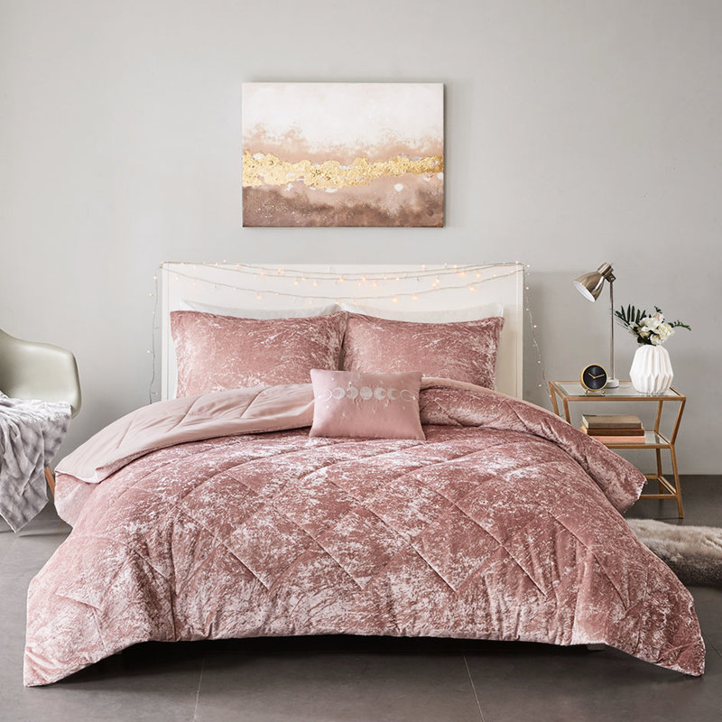 Édredon en velours rosé pour très grand / très grand lit, très grand, très grand, Rosé