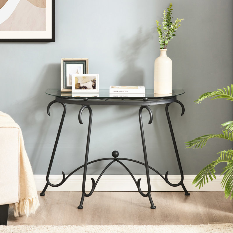 Table basse rustique en verre trempé noir