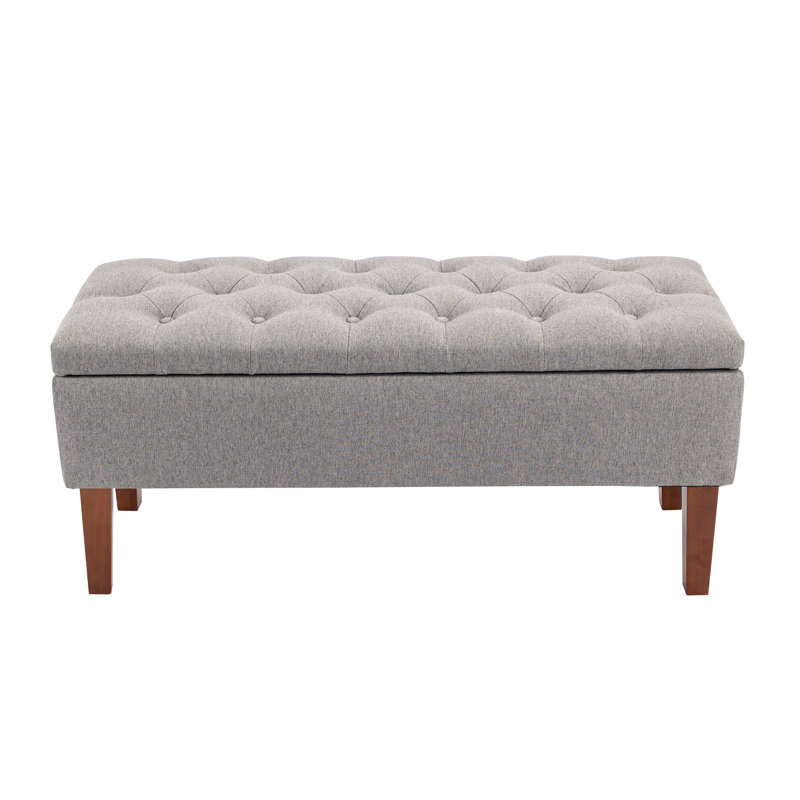 Friedegund Fabric Storage Bench with Wooden Legs, Grey