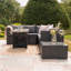 Vancouver 5 seater corner sofa set with fire pit dinning table&raincover-Black