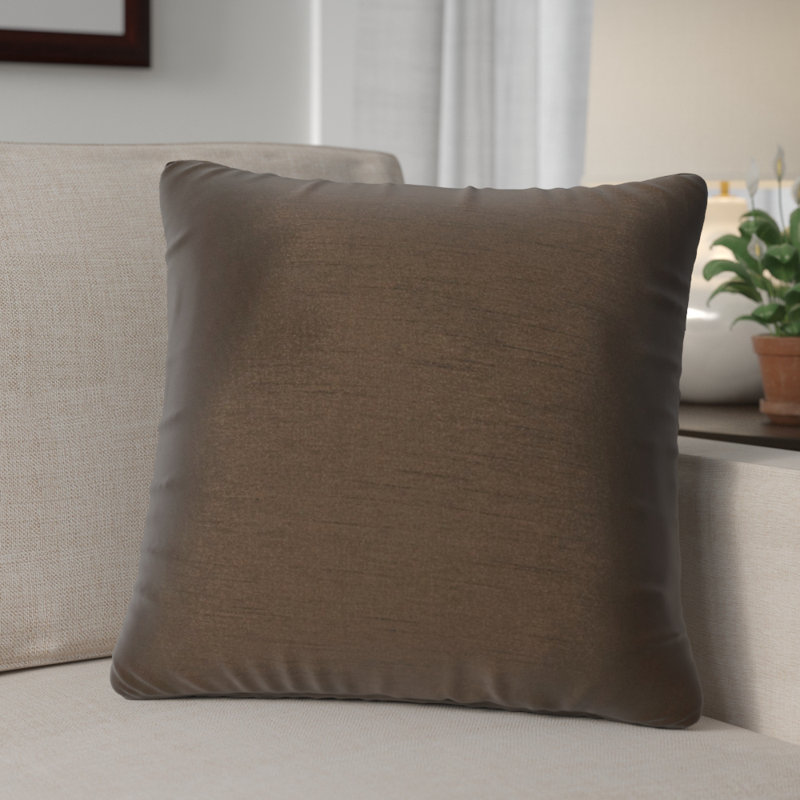 Faux Silk Throw Pillow, Dark Chocolate, 18" x 18", Square