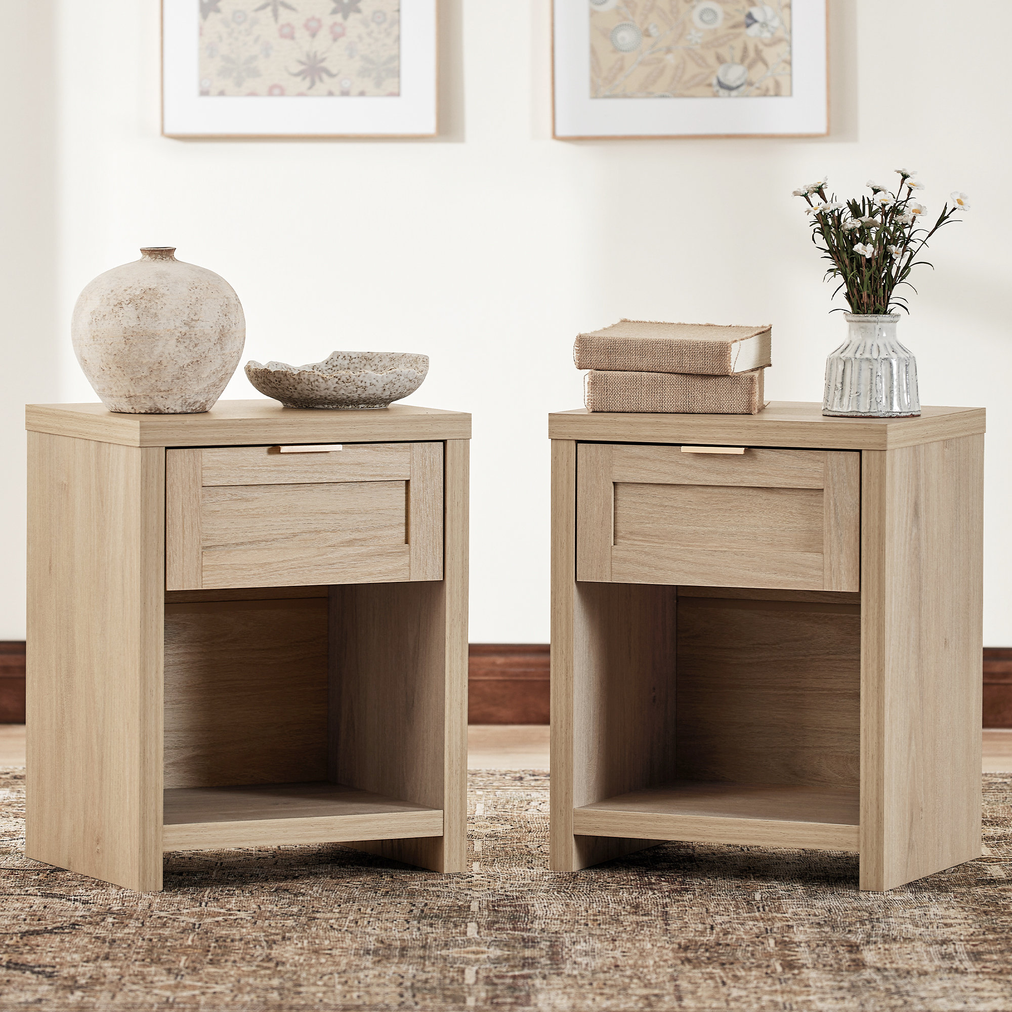 Allenside 1 - Drawer Nightstand (Set of 2) - Light Oak