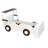 Twin Size Car-Shaped Platform Bed with Storage Shelves, Kids Car Bed with Child-Friendly Design, Brown & White-1174189697