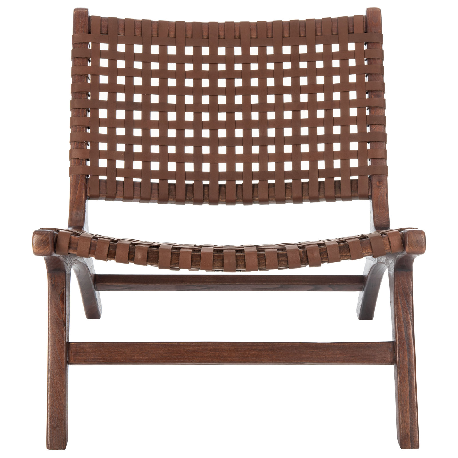 Denman Genuine Leather Side Chair, Cognac/Brown