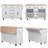 56.5" Kitchen Island with Drop Leaf & Power Outlet | Rolling Kitchen Cart on Wheels with 4 Doors, 5 Deep Drawers & Adjustable Shelves | Embossed Vertical Stripe Farmhouse Design with USB/Type-C Ports