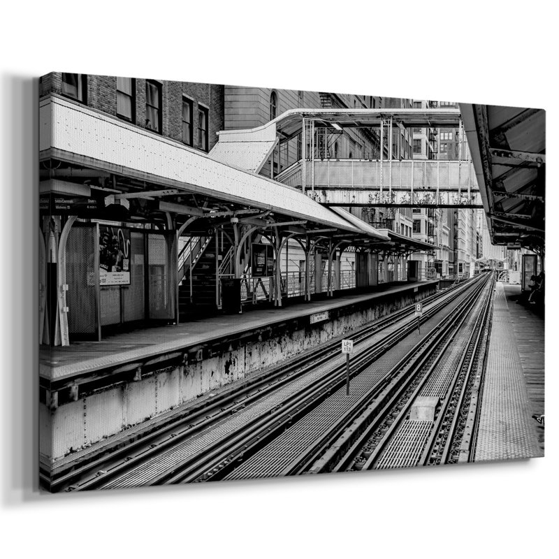 Impression rétro sur toile rétro «Chicago L», H 32 po x l 48 po x P 1,5 po