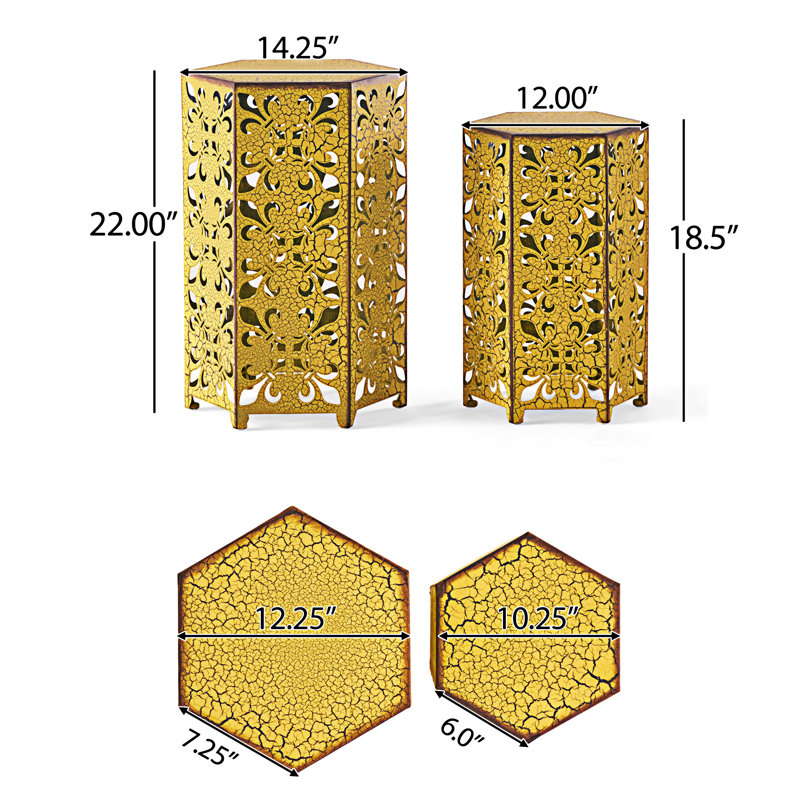 Accent Table,Set Of 2, Antique Yellow