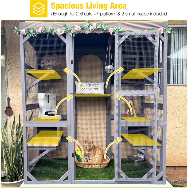 Enceinte d'extérieur pour chat Catio, Gris