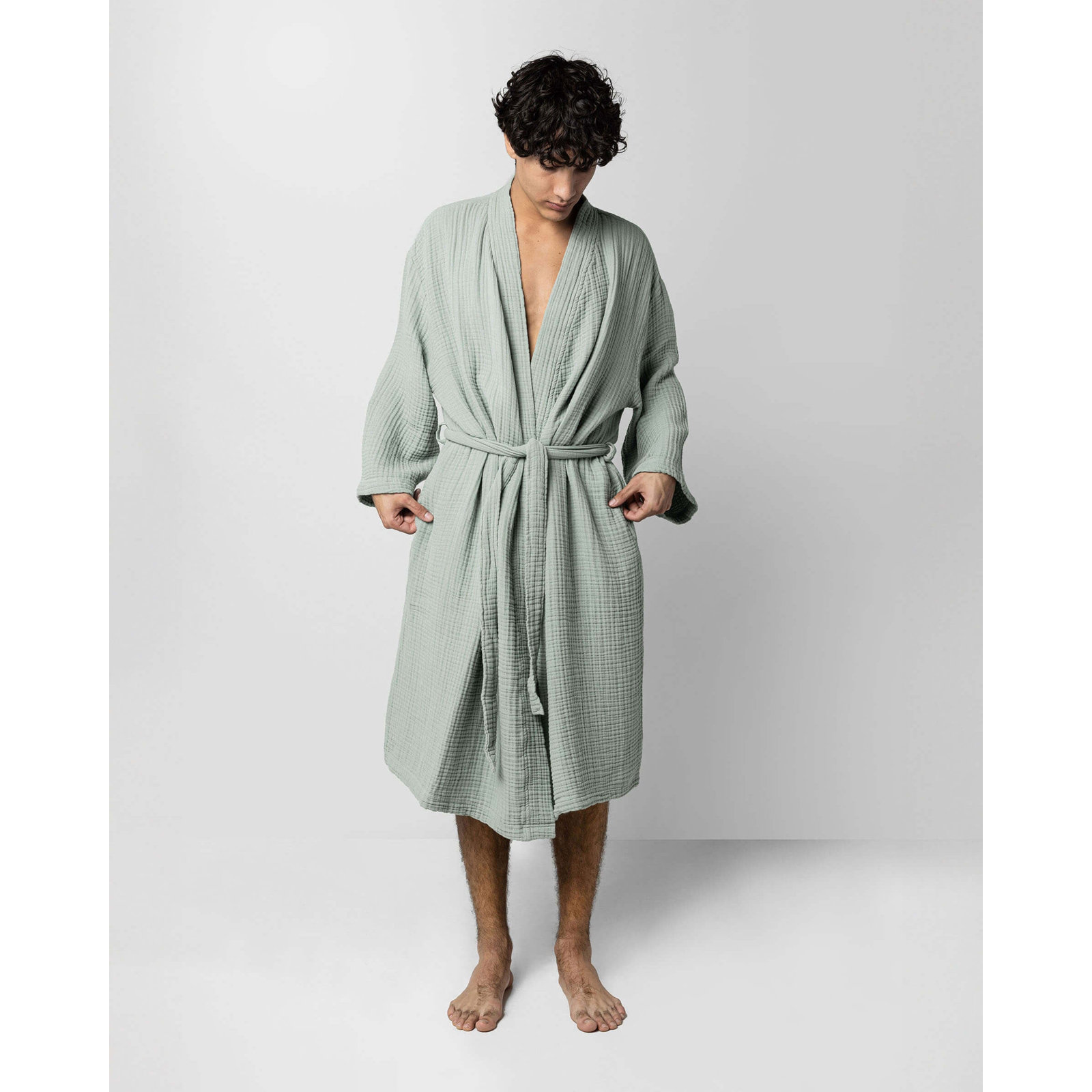 Muslin Cotton Kimono, Jade, S / M