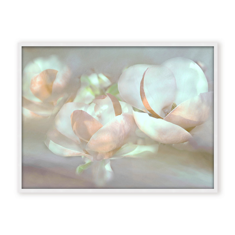Nature Inspired Magnolia Dreams, 24" H x 30" W x 1.125" D, Framed Matted Print, White