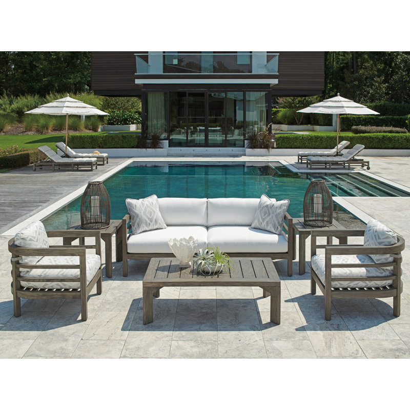 La Jolla Contemporary Teak Rectangular Cocktail Table in Taupe-Gray