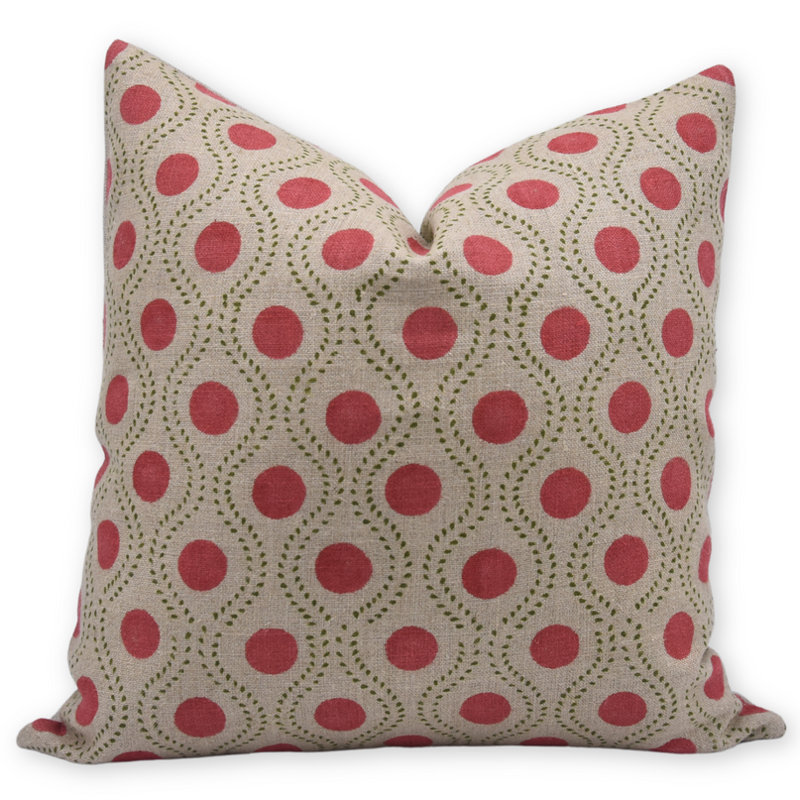 Block Print Throw Pillow Cover, 26 Thick Linen Decorative Cushion Cover, 22" x 22"