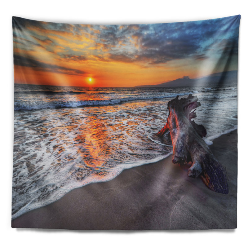 Tapisserie «Seashore Sandy Shore at Sunset», H 78 po x l 92 po