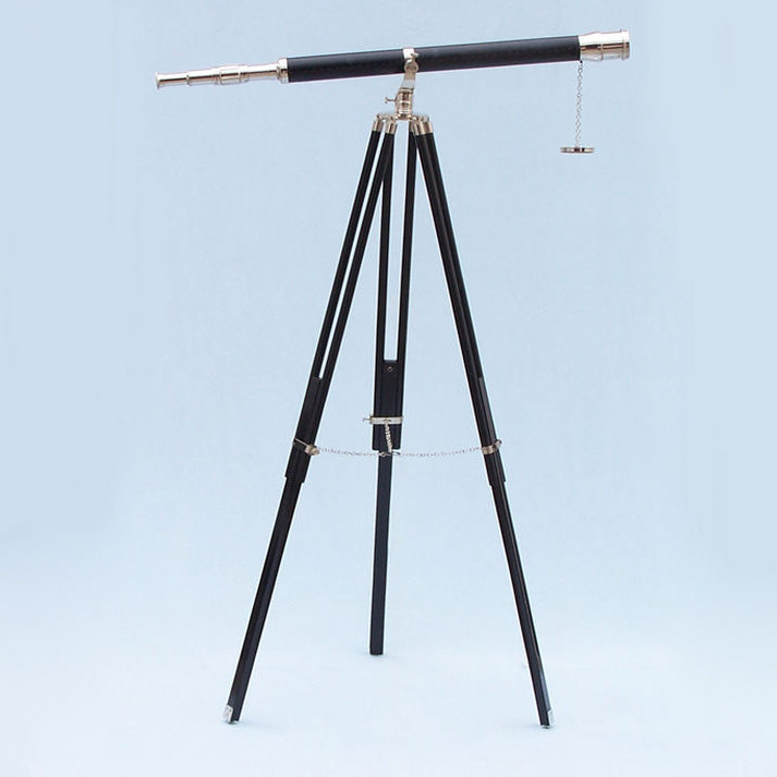 Télescope en réfractaire galileo, Chrome / Cuir