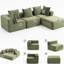 Compress Lounge - 33001, modulaire personnalisable pour des espaces de vie confortables, sans assemblage, tout style, tissu en velours côtelé doux, 4 sièges avec cube de coussins, ligne droite ou forme de lit, compact-743764057