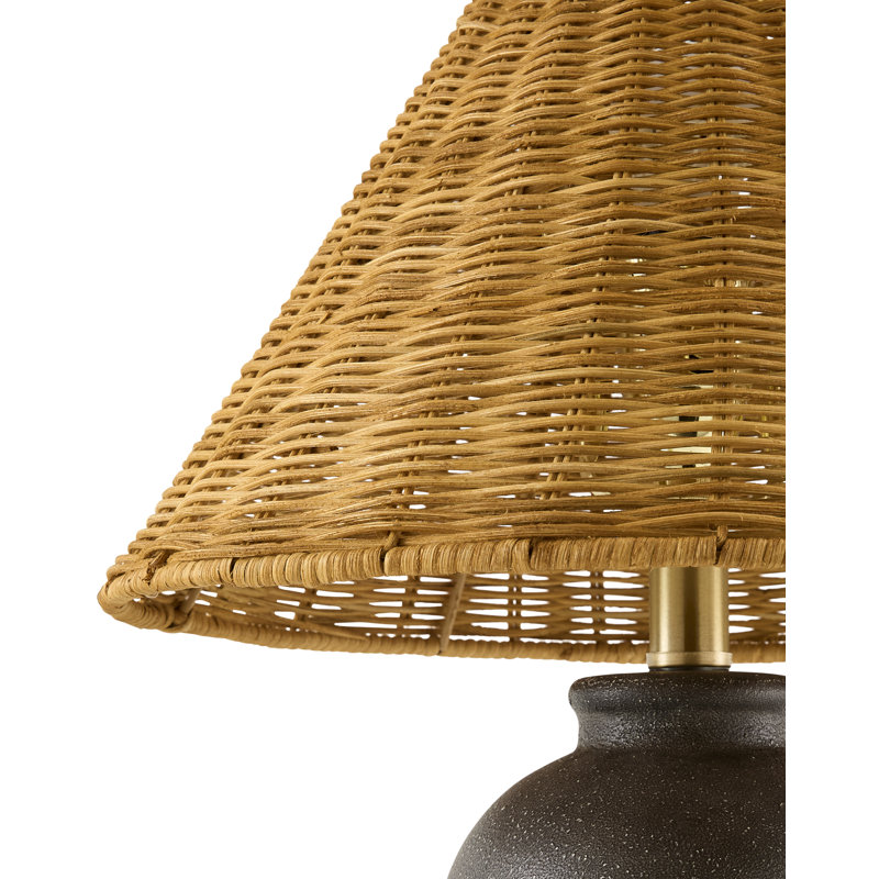 Lampe de table Chemise, Osier, Brun, Noir
