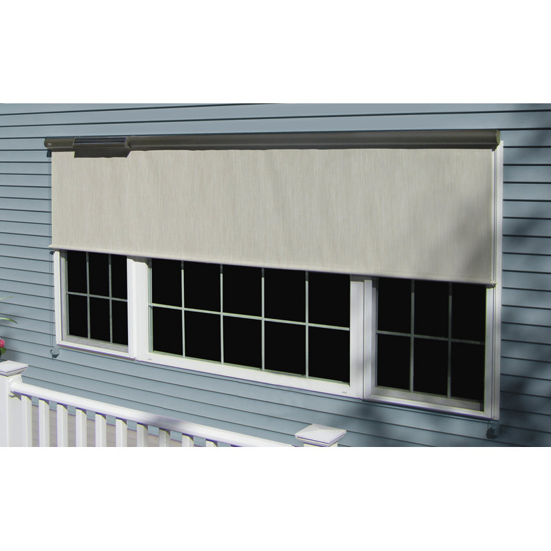 Solar-Powered Motorized SunSetter EasyShade  Outdoor Solar Shade - Semi-Sheer, 114" W, Bronze/Charcoal