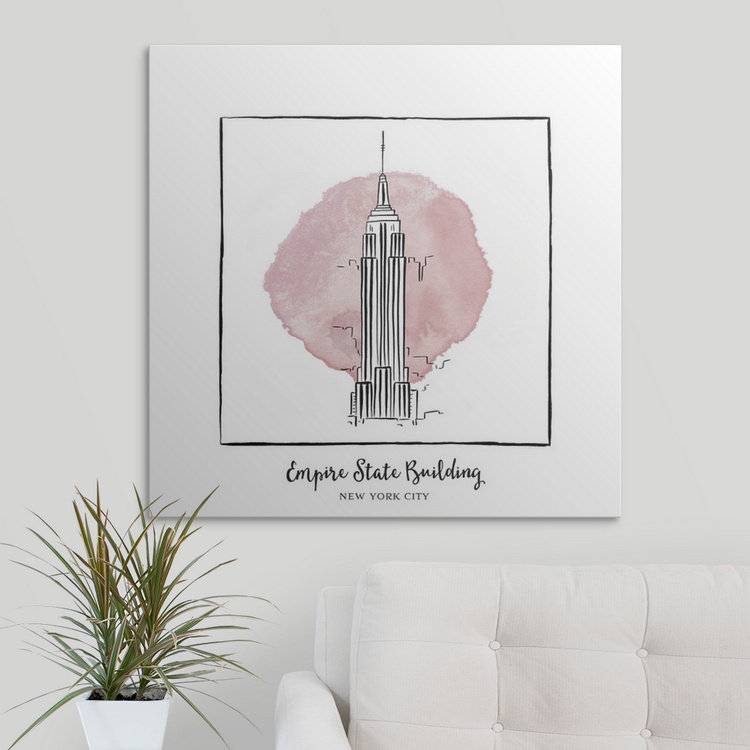« empire state building-brushstroke édifices », impression, H 35 po x l 35 po x P 1,5 po, Toile