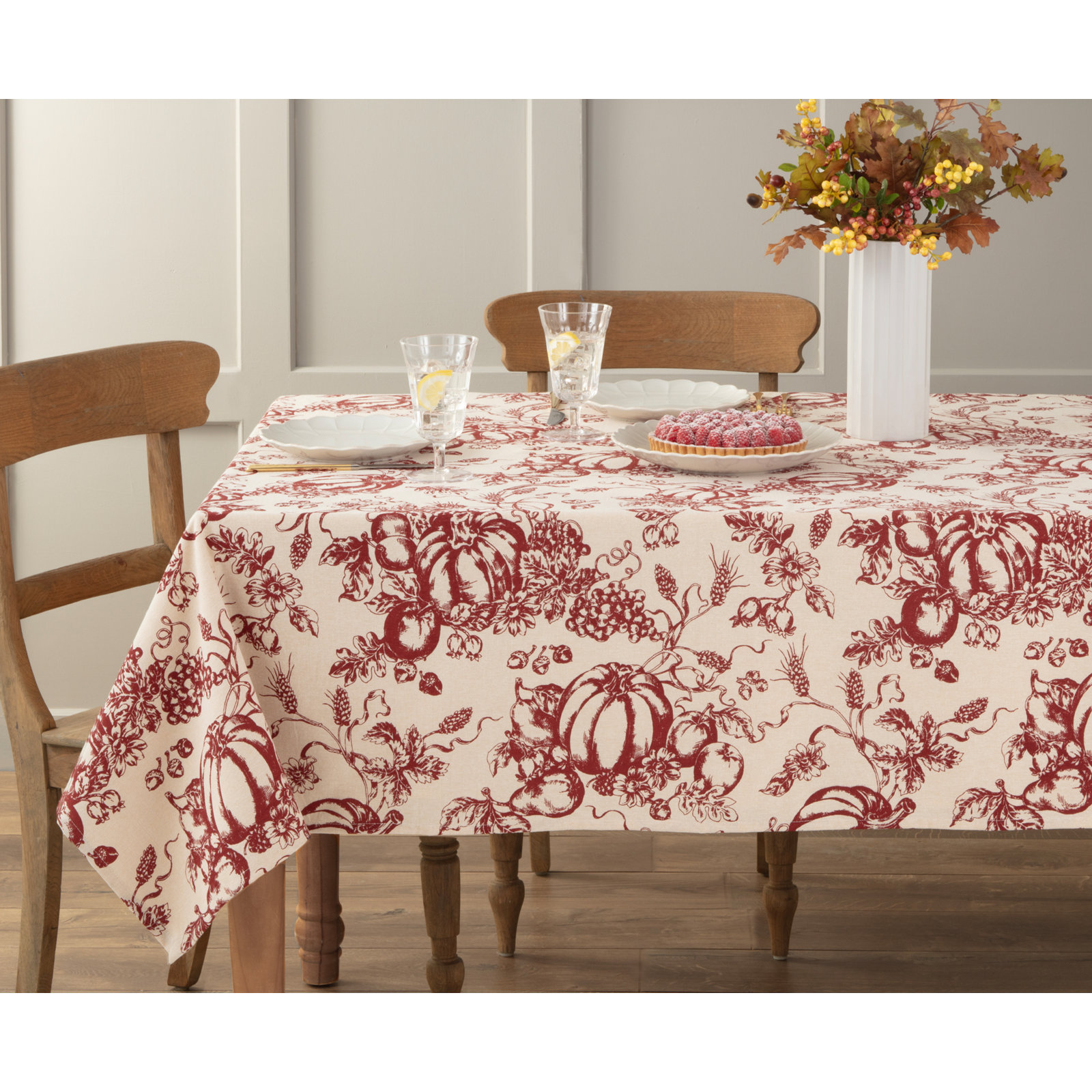 Lenox Pumpkin Toile Tablecloth, 60" W x 84" L