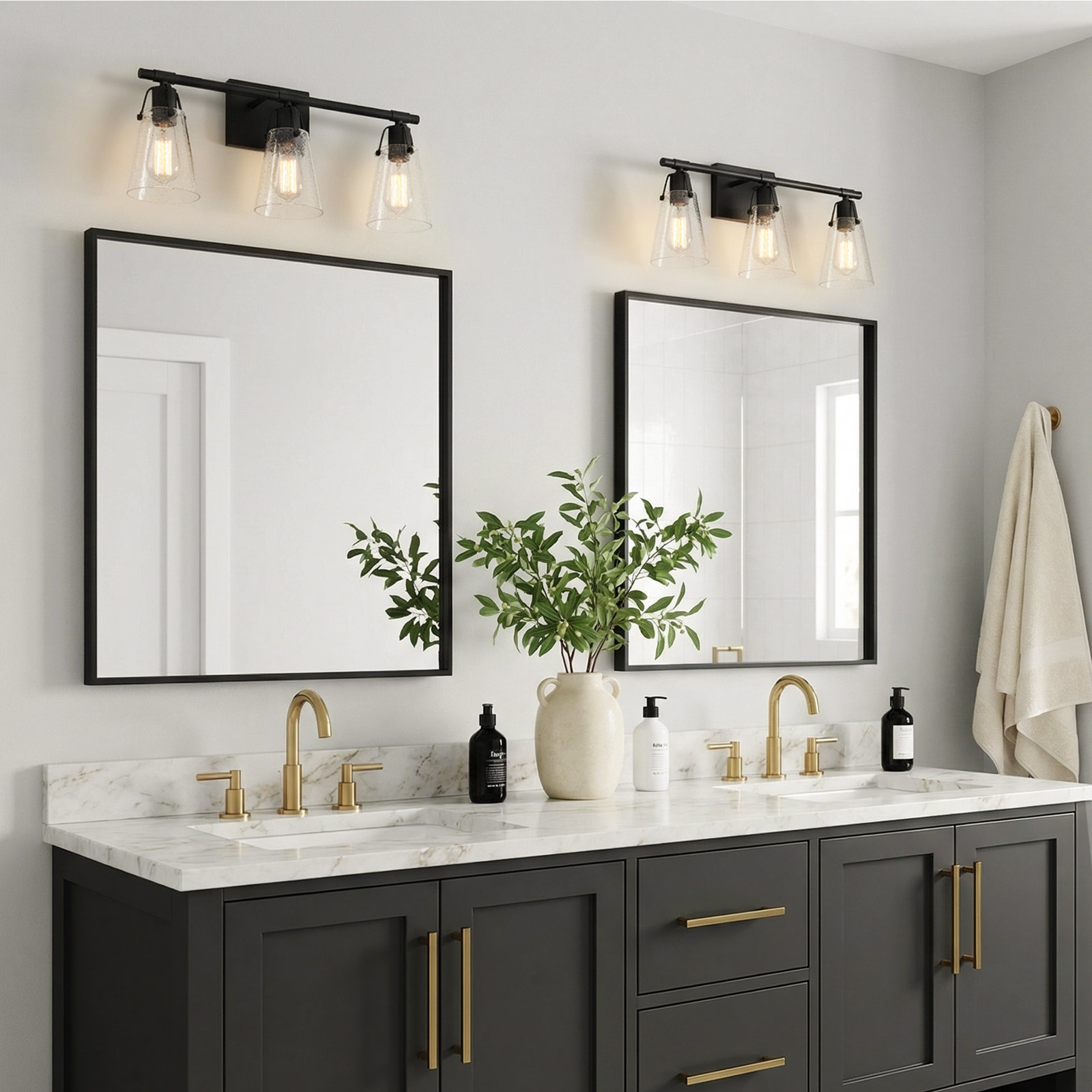 Alysa Vanity Light, Matte Black, 3 Lights