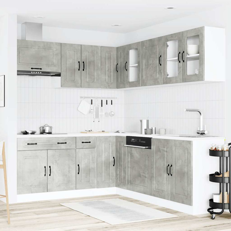 Kalmar Kitchen Cabinet Set, Concrete Grey