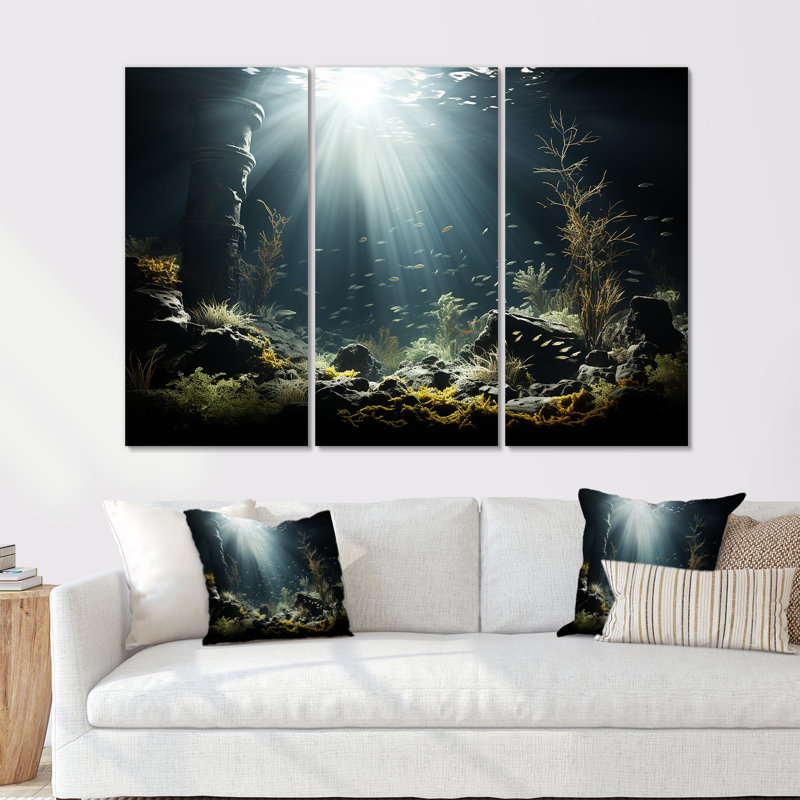Ensemble de salon Deep Water On Coral Hidden Treasures IV - Coastal Coral Under Water, H 32 po x l 48 po x P 1 po