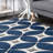 Klar Tufted Contemporary Trellis Navy/Gray/White Area Rug-2137306579